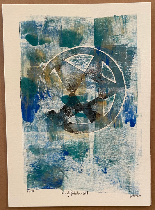 Ace of Pentacles - Gold,  Monoprint